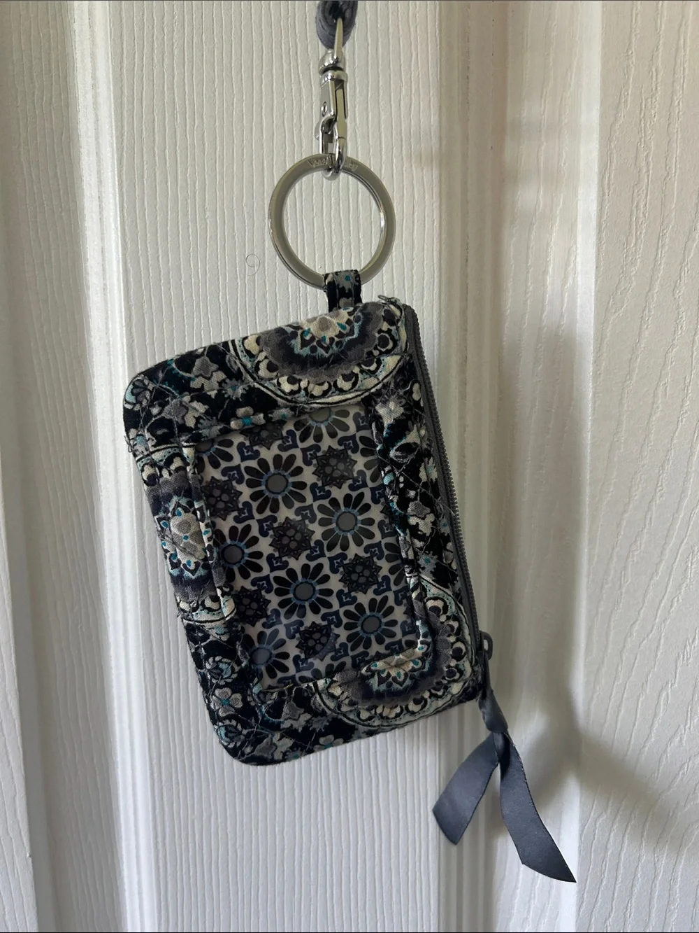 Vera Bradley Floral Quilted Landyard Wallet- Blue